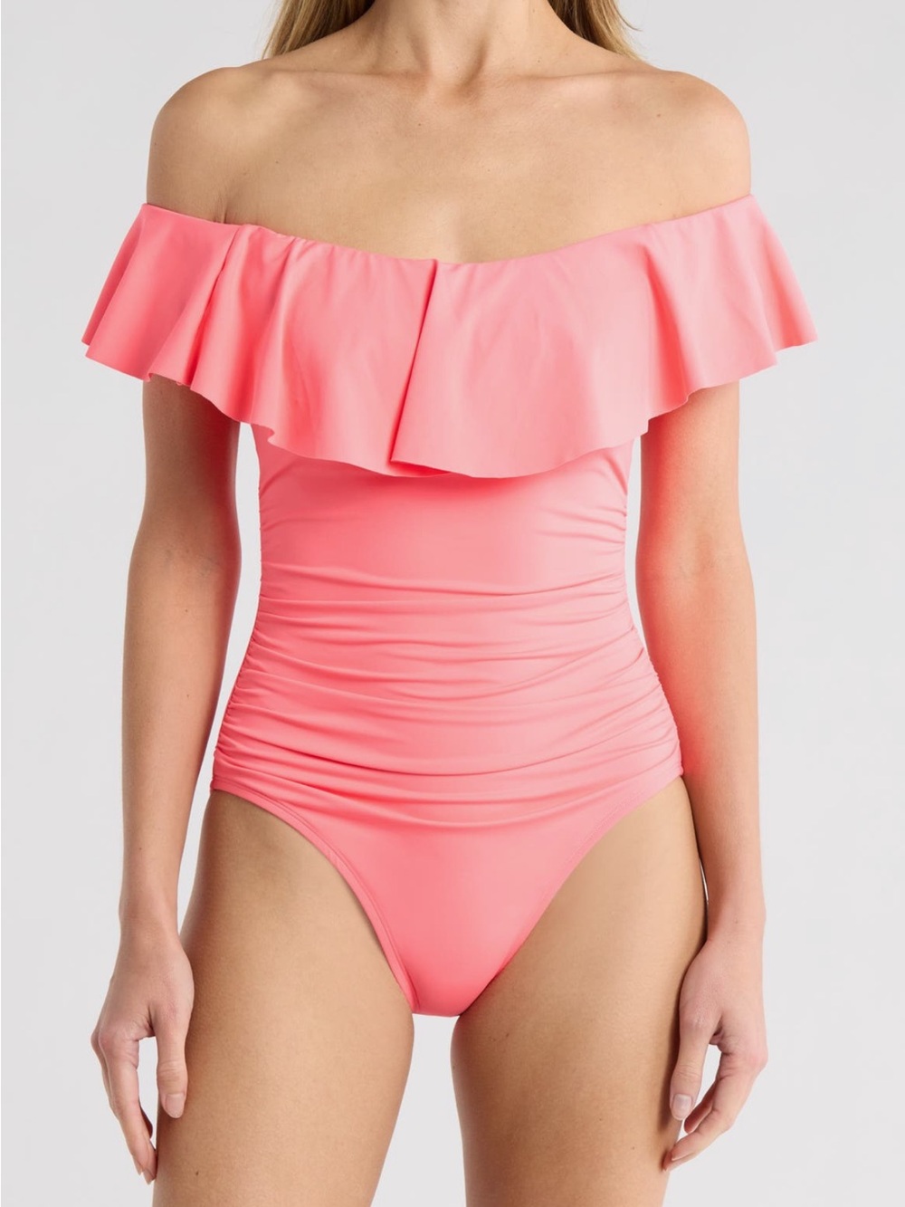 La Blanca Coral Off-Shoulder Ruffle One-Piece Swimsuit